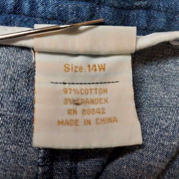 Roamans blue jean Dress size 14p Maxi denim jean fray hem ruffle zip 2 pockets - Picture 6 of 16